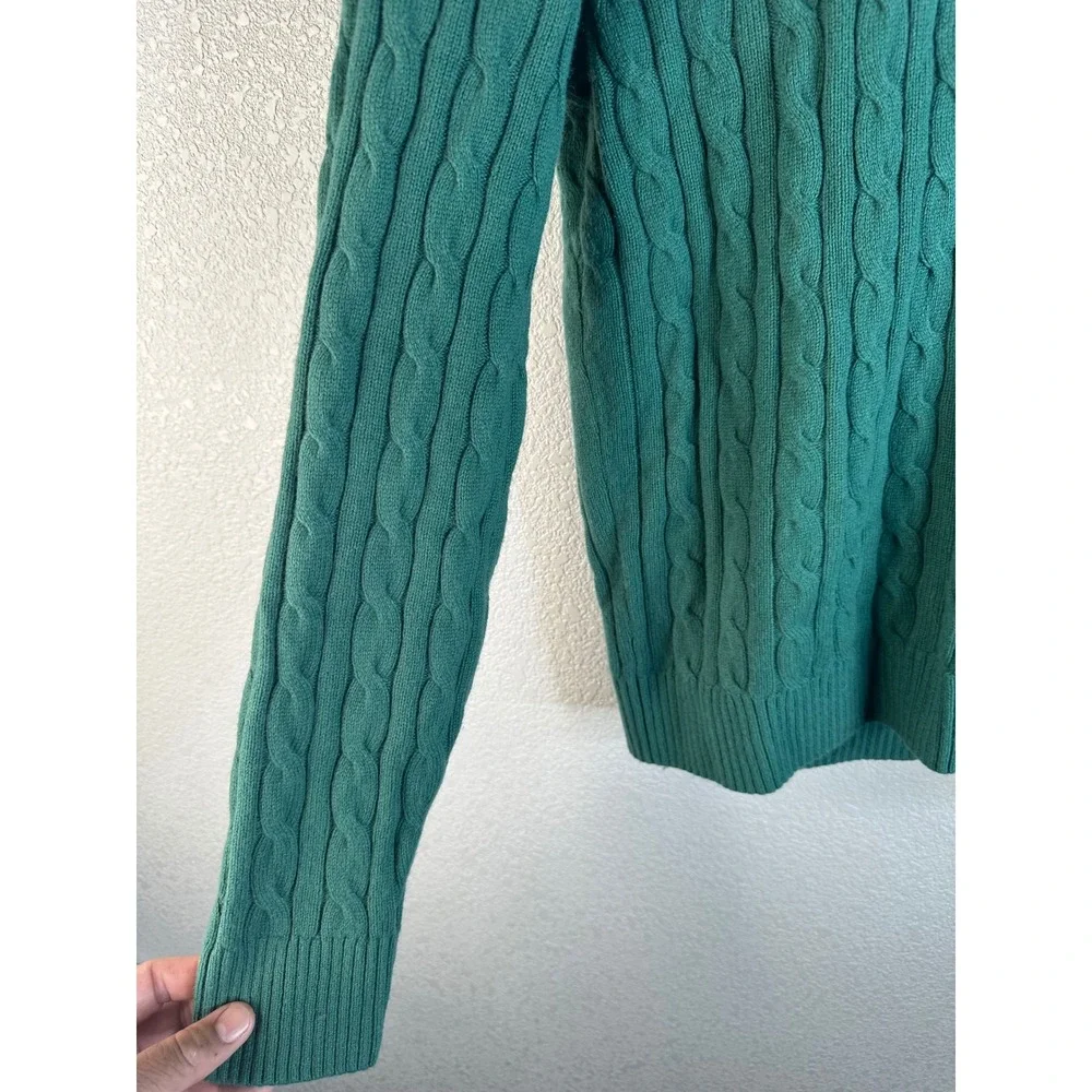 Abercrombie & Fitch Men's Green Cable Knit Merino Wool Blend Sweater Size Medium